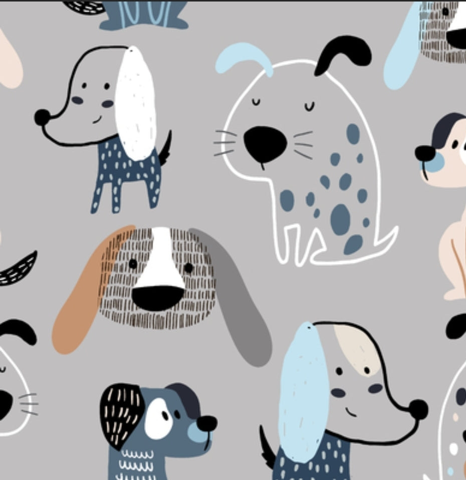 Tela Impermeable Perritos Gris