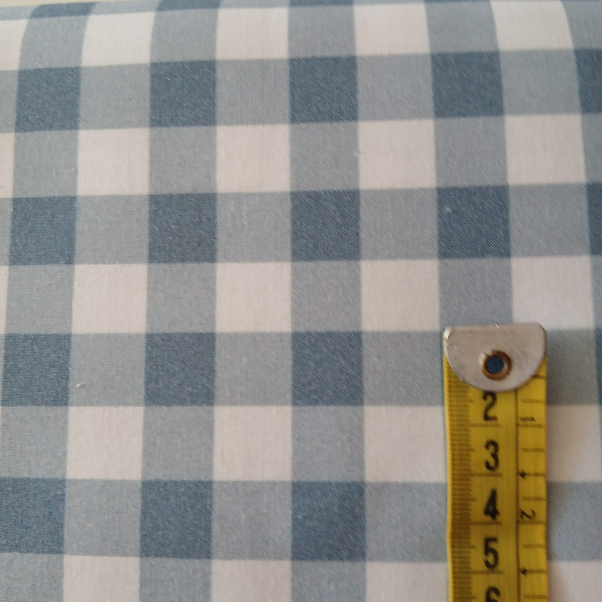 Tejido algodón  Vichy   1,5 cms    AZUL PASTEL 100% Algodón orgánico