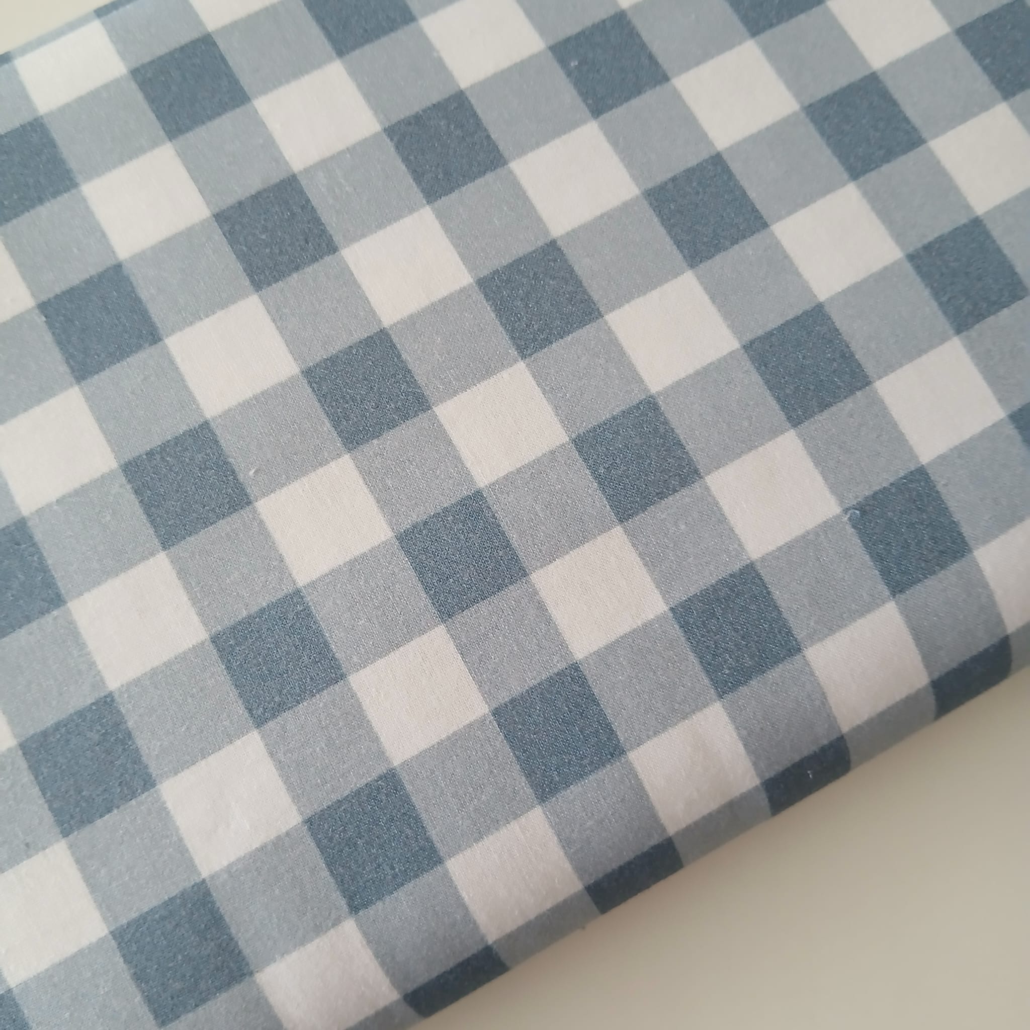 Tejido algodón  Vichy   1,5 cms    AZUL PASTEL 100% Algodón orgánico