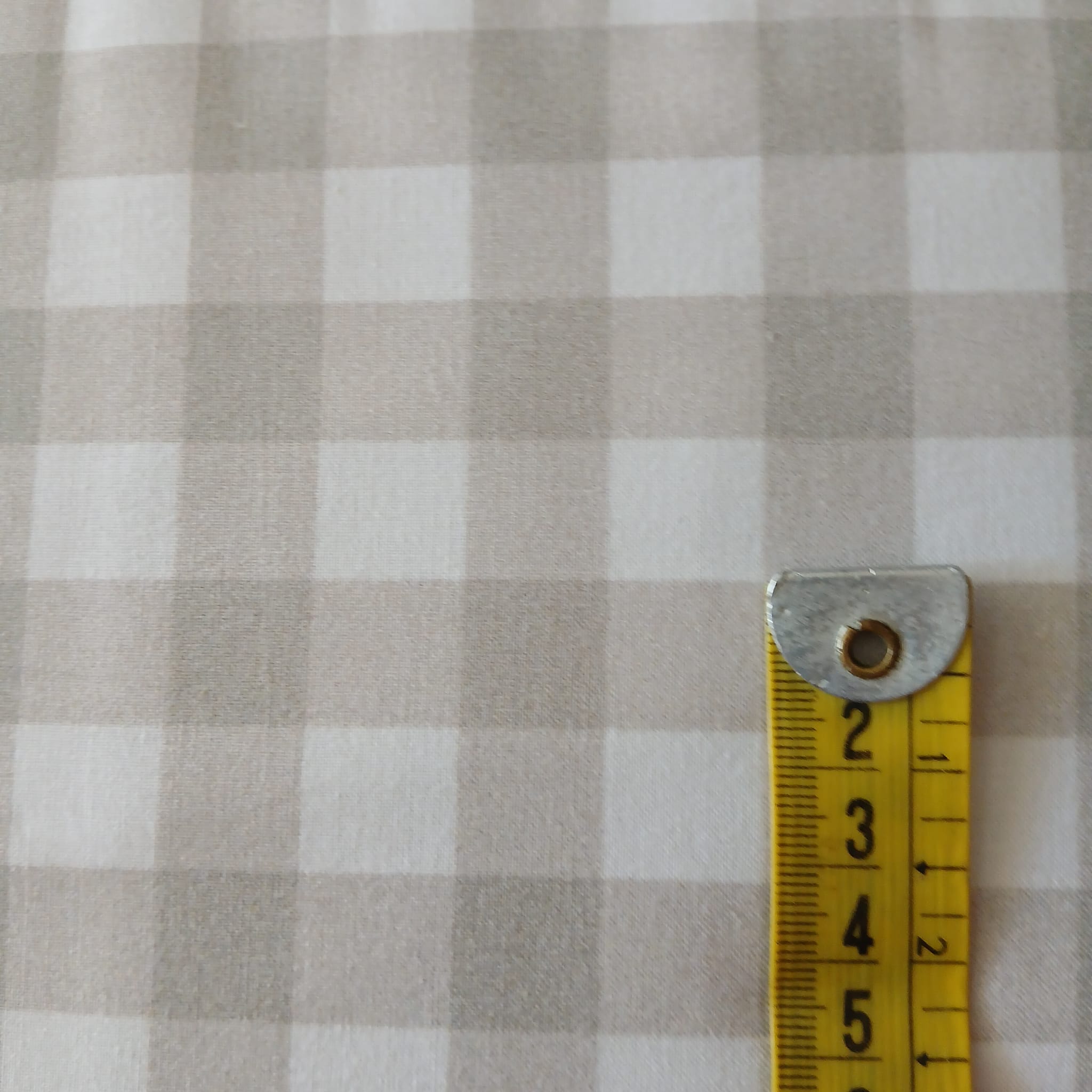 Tejido algodón Vichy 1,5 cms BEIGE PASTEL 100% Algodón orgánico