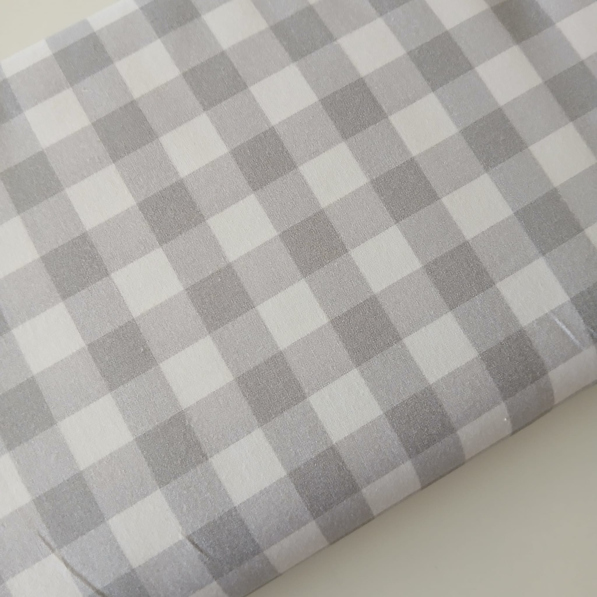 Tejido algodón Vichy 1,5 cms GRIS PASTEL 100% Algodón orgánico