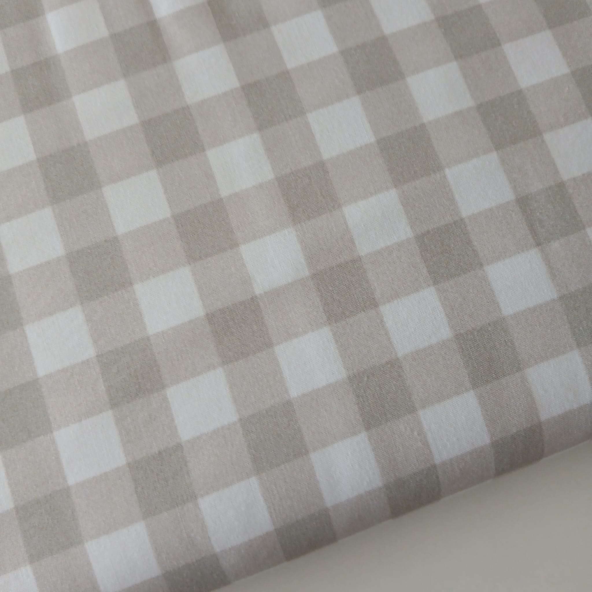 Tejido algodón Vichy 1,5 cms BEIGE PASTEL 100% Algodón orgánico