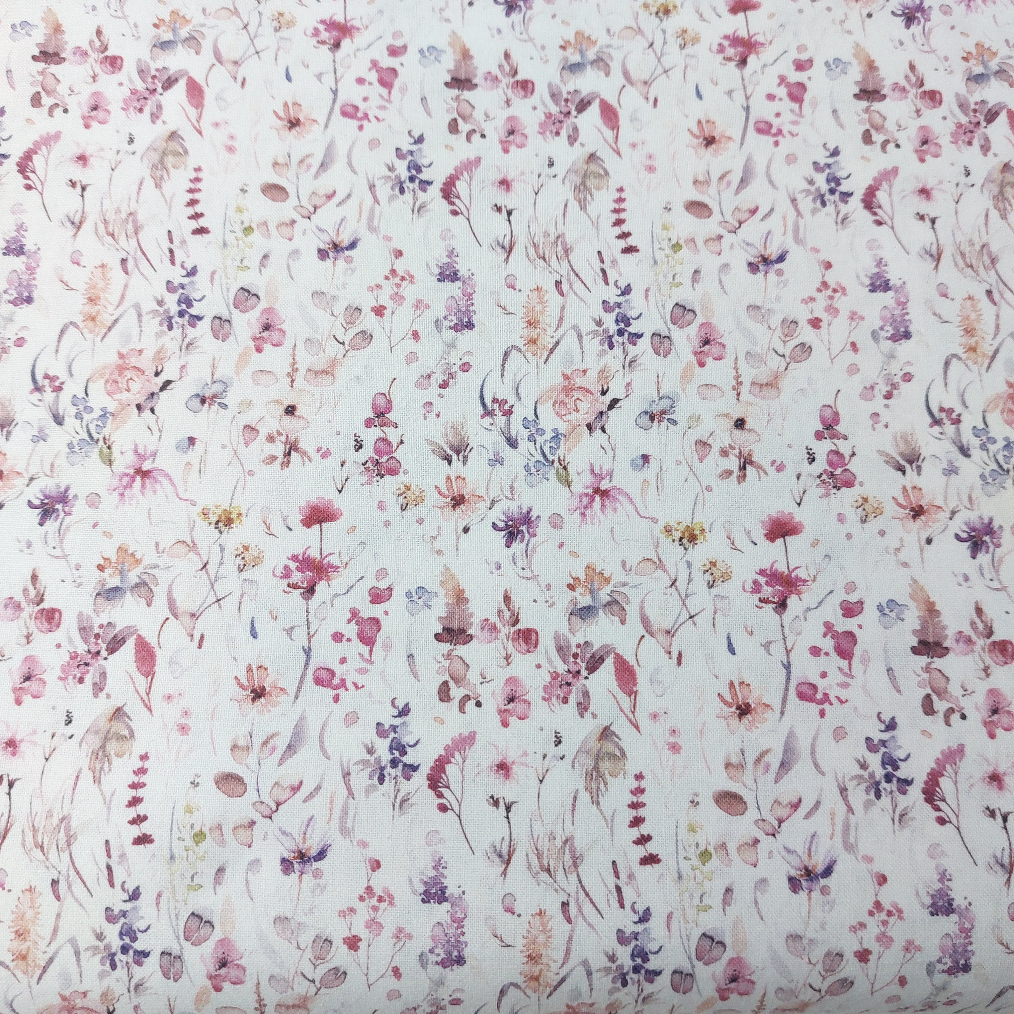 tela florecitas rosa algodón 