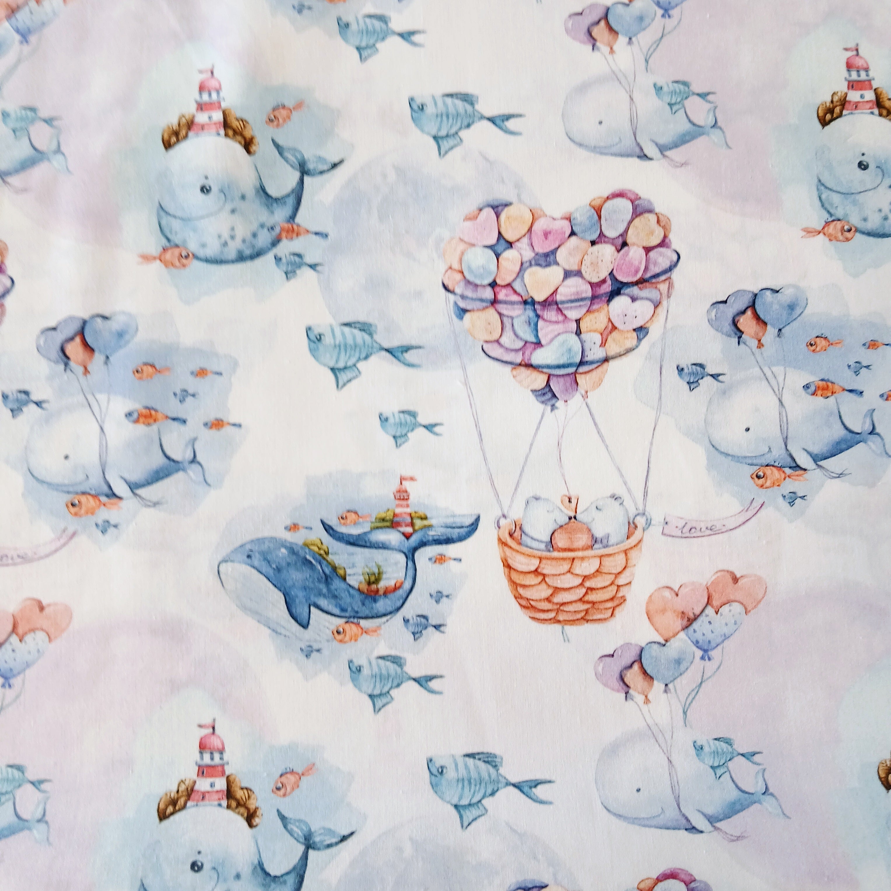 tela infantil ballenas mar